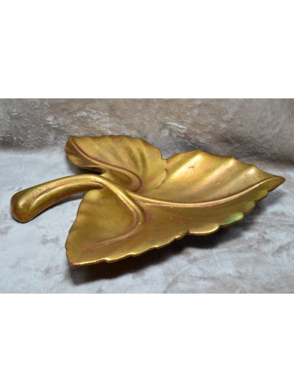 Vintage Gold Leaf Tray Dish MCM Hollywood Regency Art Noveau Trinkets Ceramic